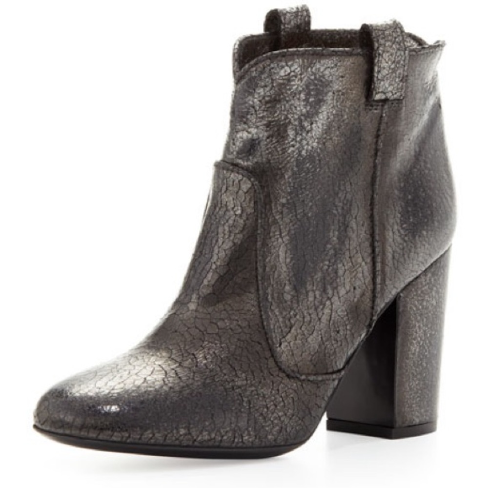 Laurence Dacade Metallic Pete Distressed Crackled Ankle Bootie, size EU 37.5